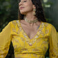 Sunhra - Ochre Yellow Crop Top with Gharara Set