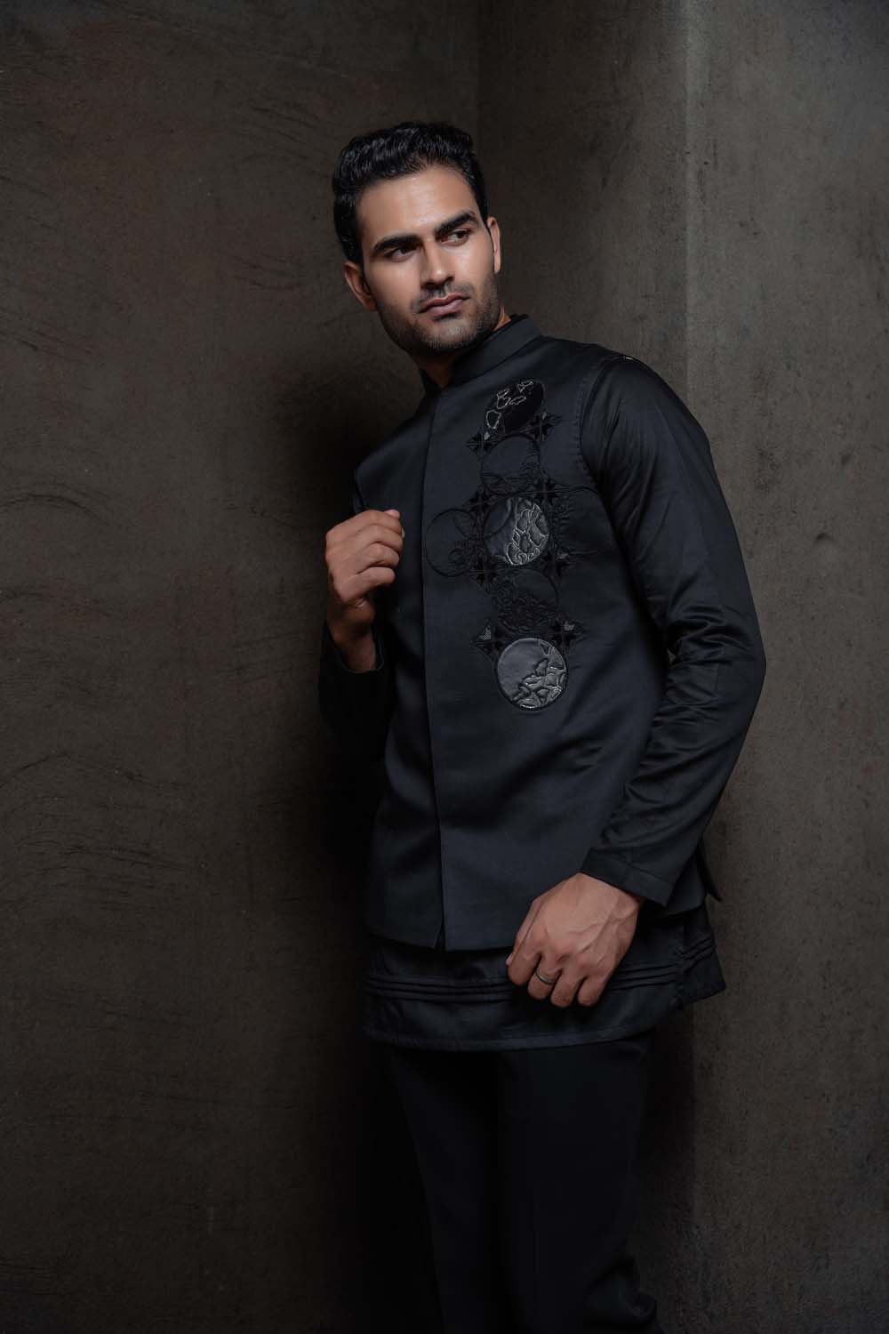 Knight - Men's Stylish Black Nehru Jacket