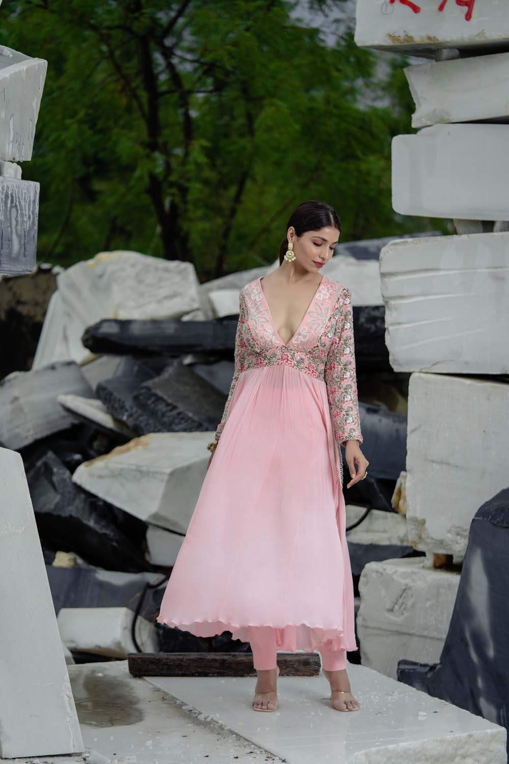 Vradhi - Rose Pink Anarkalisuit with Pant