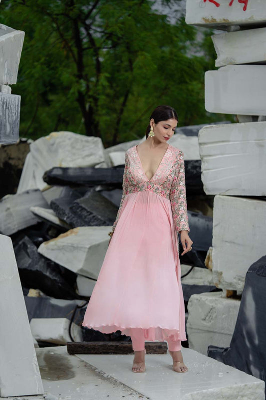 Vradhi - Rose Pink Anarkalisuit with Pant