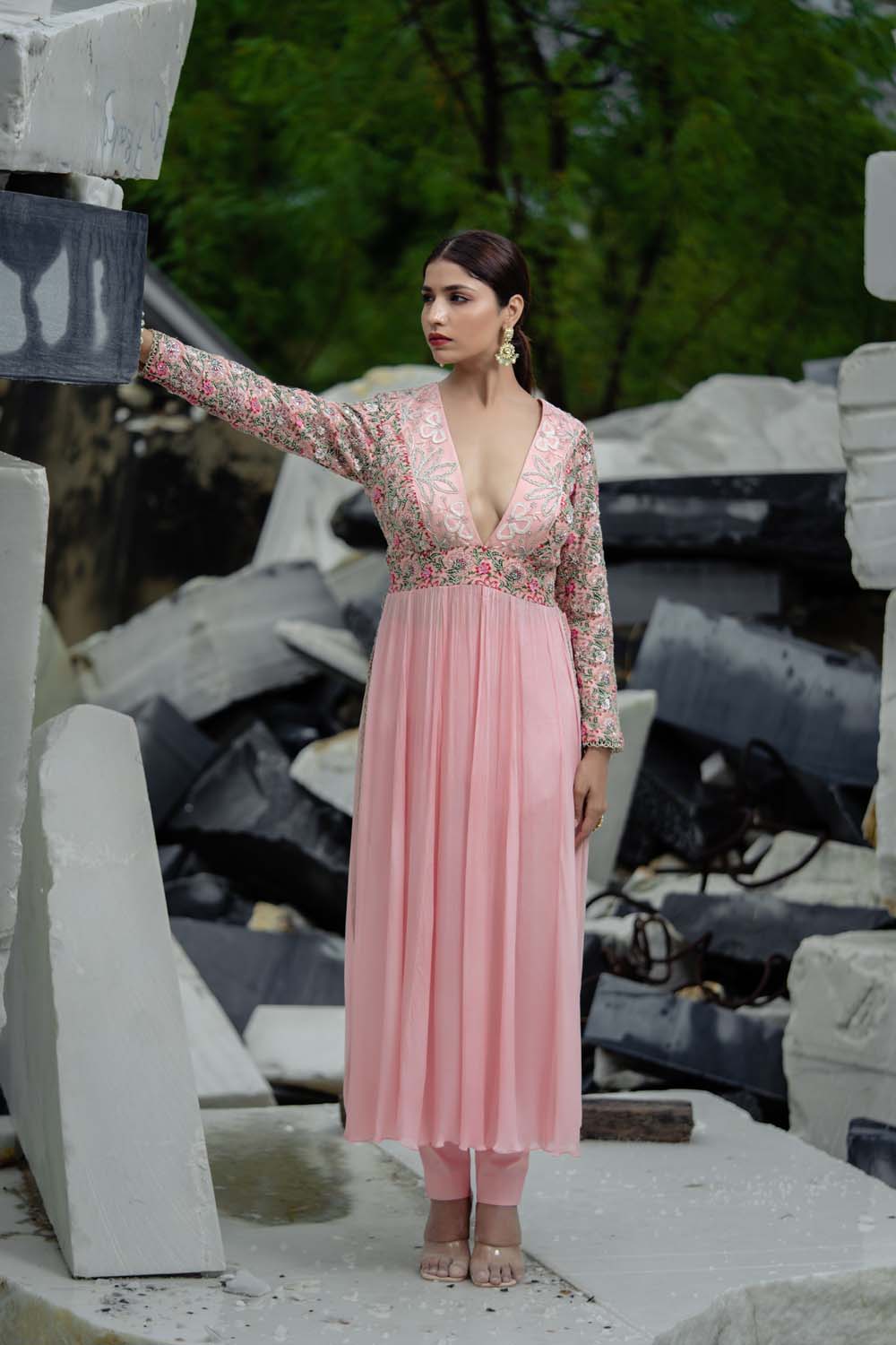 Vradhi - Rose Pink Anarkalisuit with Pant
