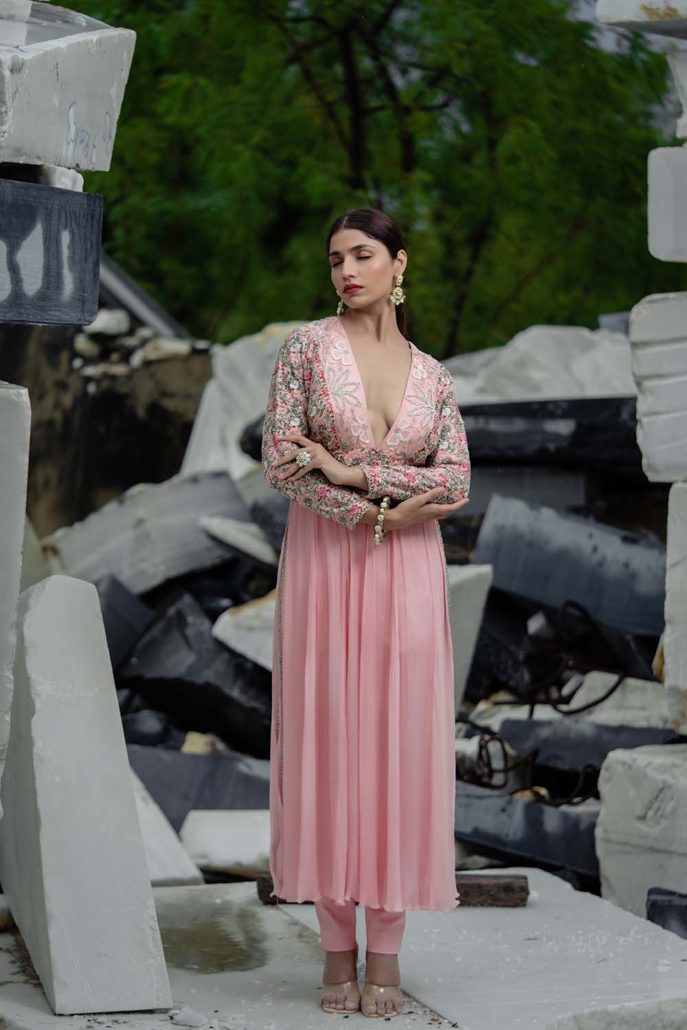 Vradhi - Rose Pink Anarkalisuit with Pant