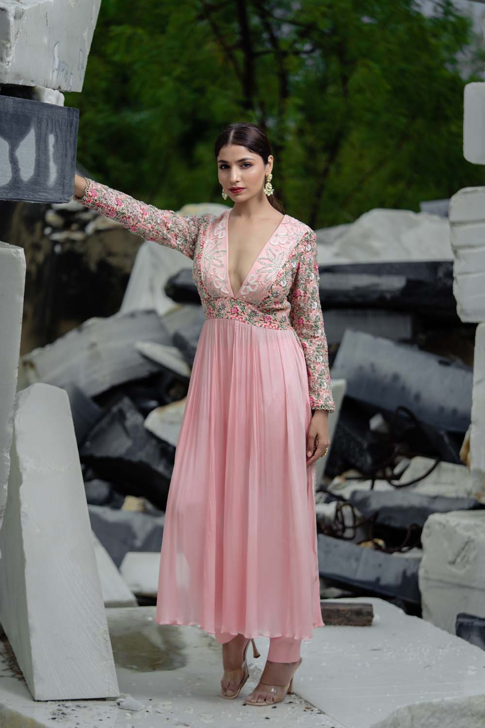 Vradhi - Rose Pink Anarkalisuit with Pant