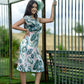 Ashleaf - White with Green Leaf Print Dress for Women