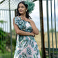 Ashleaf - White with Green Leaf Print Dress for Women