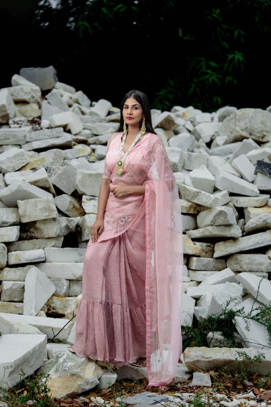 Manipur - Rose Pink Saree with Blouse