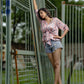 Polar - Peach Abstract Print Tie-Front Top