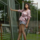 Polar - Peach Abstract Print Tie-Front Top