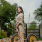 Hedera - Green With Pastel Orange Top with Belt Tie Pant Set