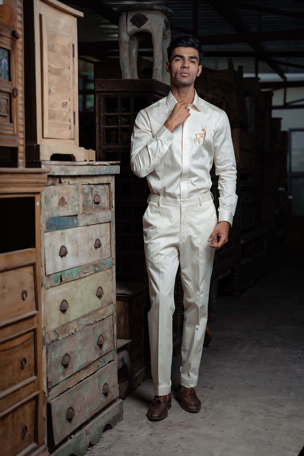 Ahmad - Off White Giza Cotton Shirt for Men's
