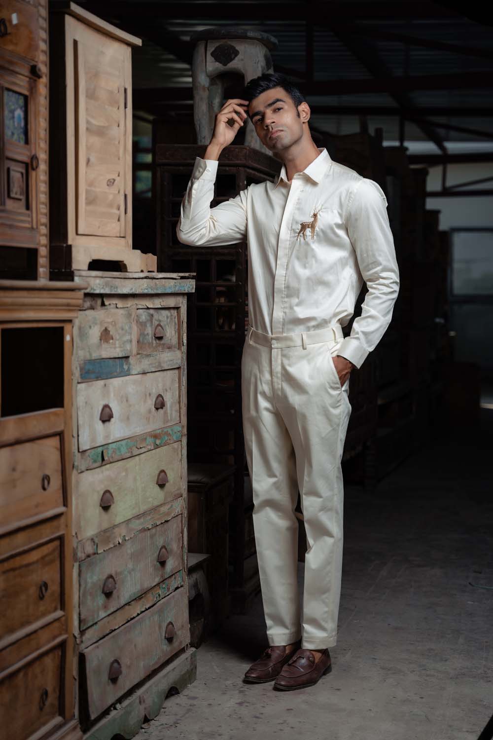 Ahmad - Off White Giza Cotton Shirt for Men's