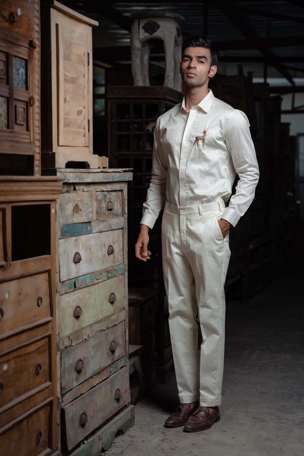 Ahmad - Off White Giza Cotton Shirt for Men's