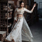 Aalam - Organza Off White Lehenga, Blouse and Dupatta Set