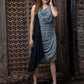 Bisaat - Black Gray Draped Dress with Straps