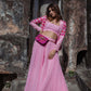 Netr - Rose Pink Jacket Paired With Bralette And Lehenga