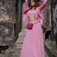 Netr - Rose Pink Jacket Paired With Bralette And Lehenga