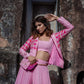 Netr - Rose Pink Jacket Paired With Bralette And Lehenga