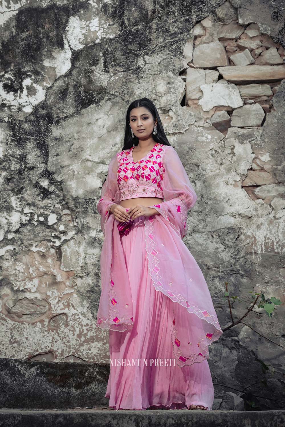 Ikhan - Baby Pink Lehenga Blouse Dupatta Set