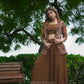 Varid - Mocha Garara Set with Organza Jacket Set