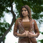 Varid - Mocha Garara Set with Organza Jacket Set