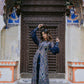 Aakashi - Blue Organza Puffy Sleeves Anarkali Suit for Women