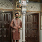 Rajiv - Rose Gold To Brown Shade Kurta Pant & Jacket Set